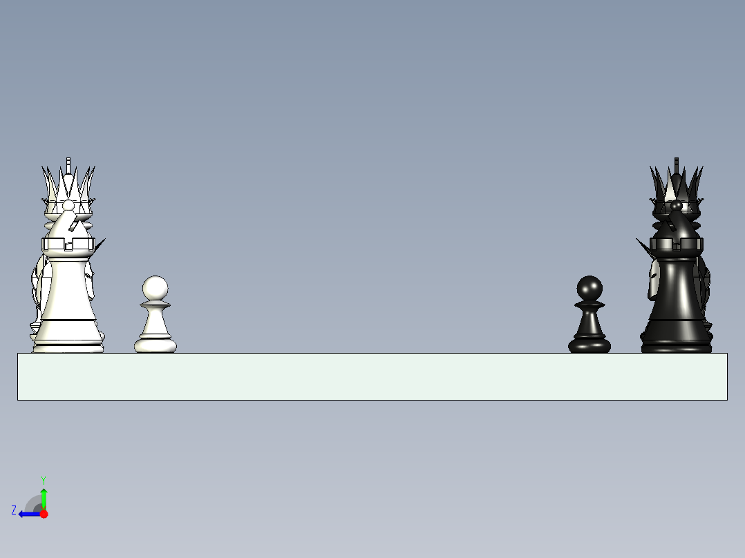 国际象棋3D模型右视图