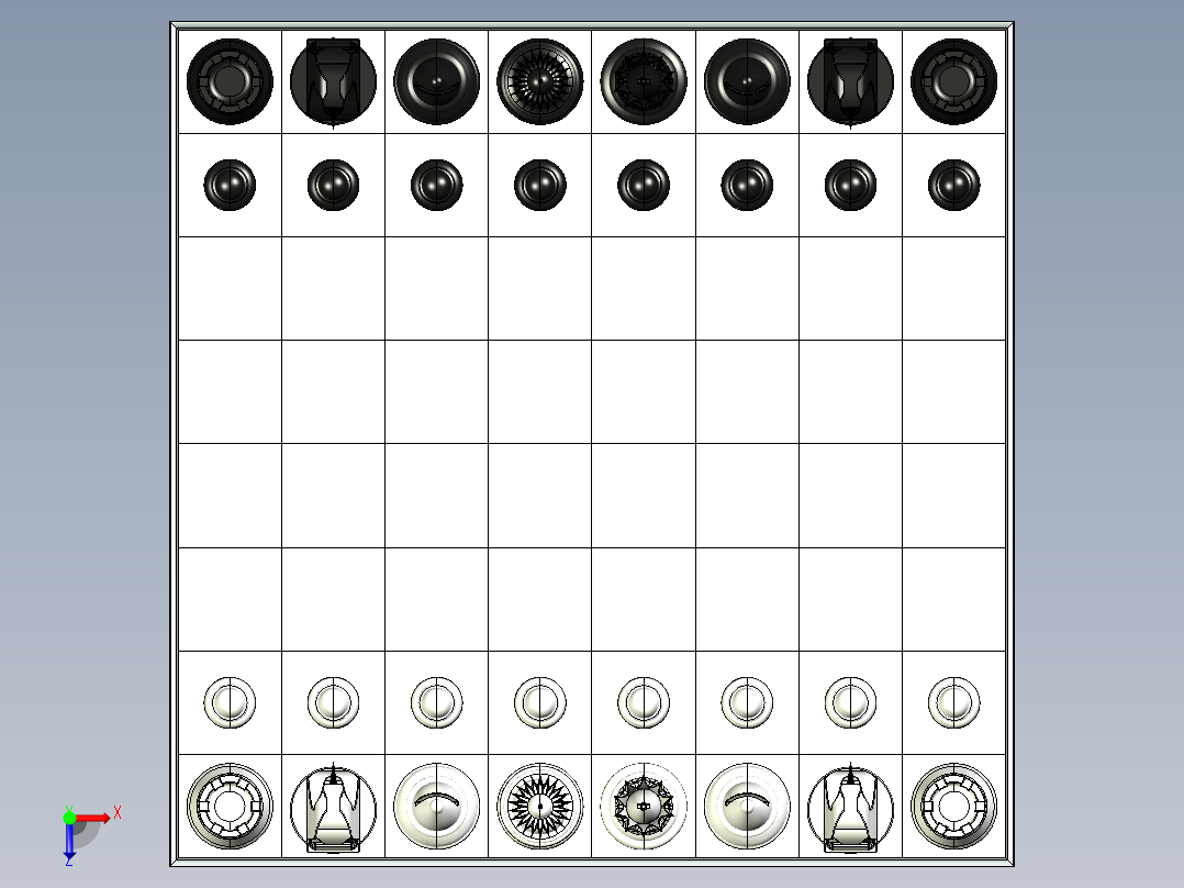 国际象棋3D模型俯视图