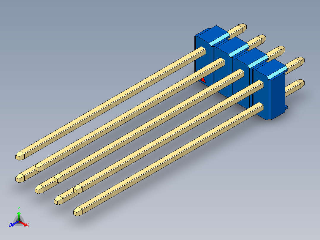 彩色公头100mil（2.54mm）系列-DS1021_blue_2x04p_100mil_Type43_rev1.0主视图