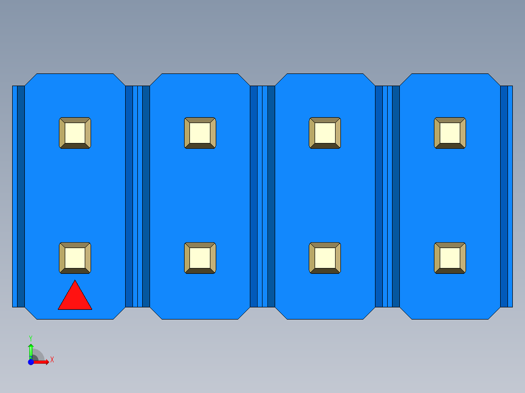 彩色公头100mil（2.54mm）系列-DS1021_blue_2x04p_100mil_Type43_rev1.0前视图