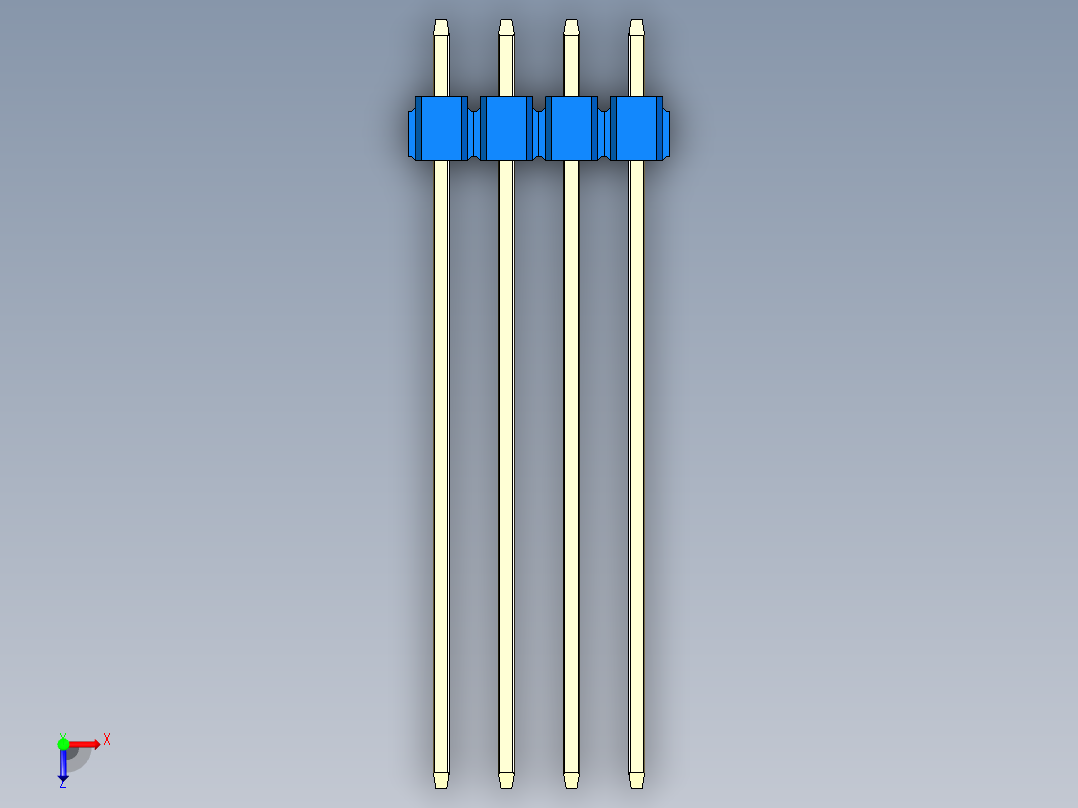 彩色公头100mil（2.54mm）系列-DS1021_blue_2x04p_100mil_Type43_rev1.0俯视图