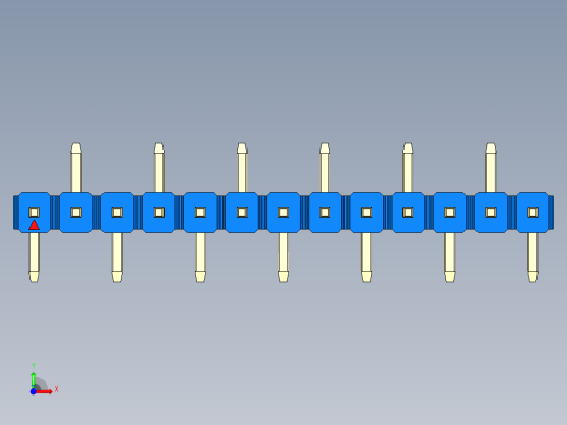 彩色公排针 100mil 2.54mm 系列-DS1022_blue_13p_100mil_Type_SMT_R2_rev1.0前视缩略图