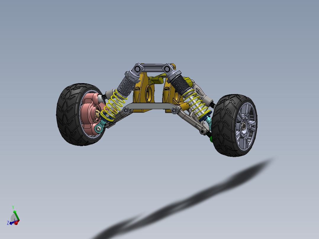 悬架系统（含轮胎 轮胎空气 弹簧 减震器 连杆）3D图纸 Solidworks设计