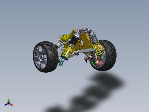 悬架系统（含轮胎 轮胎空气 弹簧 减震器 连杆）3D图纸 Solidworks设计正等轴测缩略图