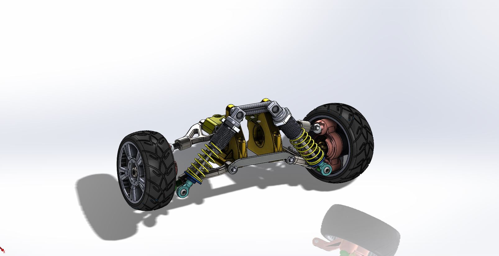 悬架系统（含轮胎 轮胎空气 弹簧 减震器 连杆）3D图纸 Solidworks设计