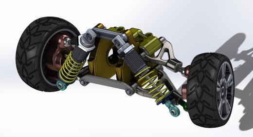 悬架系统（含轮胎 轮胎空气 弹簧 减震器 连杆）3D图纸 Solidworks设计缩略图