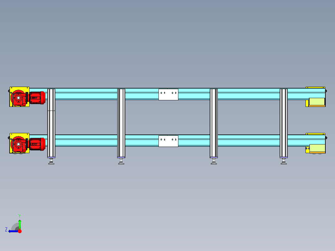双动力滚筒线设计右视图