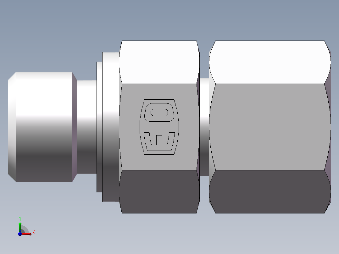 直通公制螺纹组合接头、2MD-14-16WD前视图