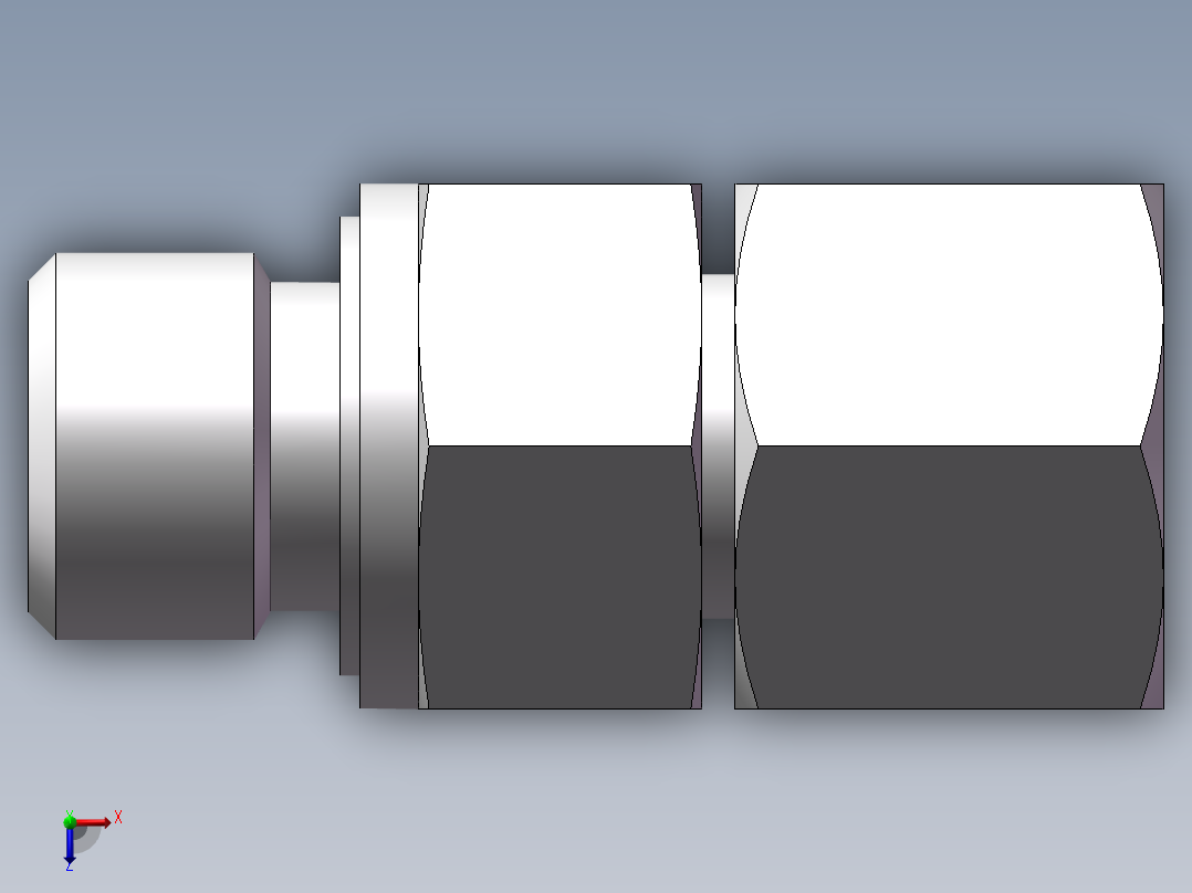直通公制螺纹组合接头、2MD-14-16WD俯视图
