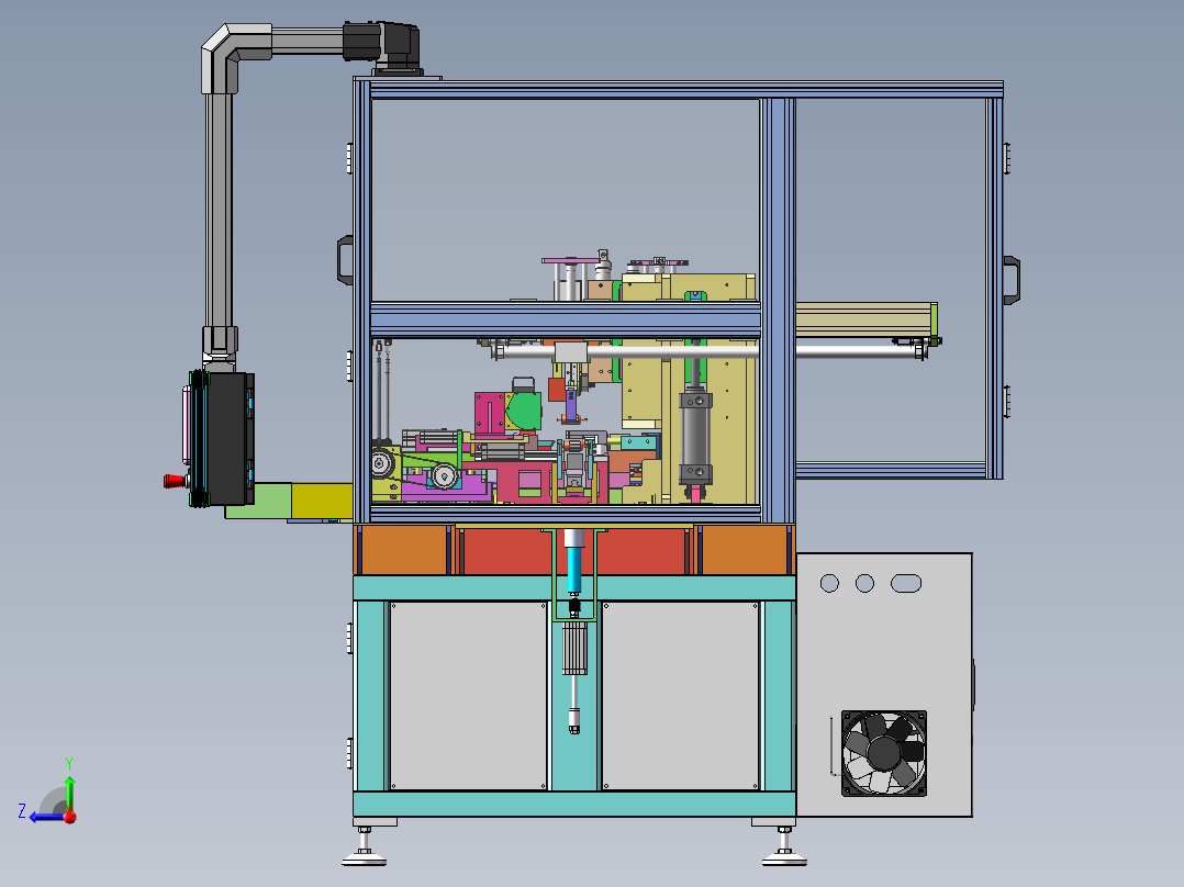 转子换向器端面车削机右视图