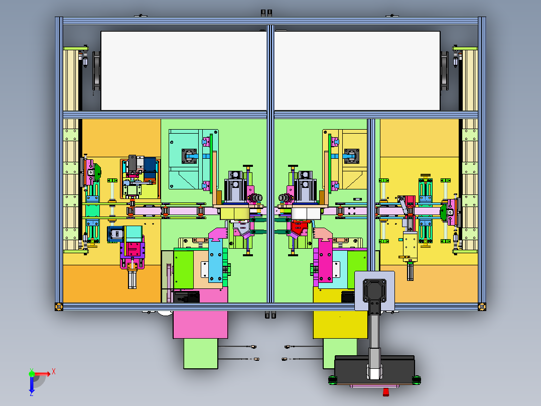 转子换向器端面车削机俯视图