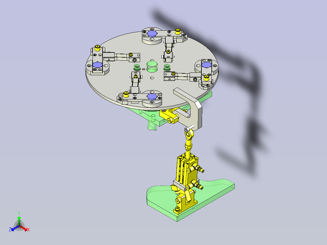 一款工件夹紧机构3D模型主视图