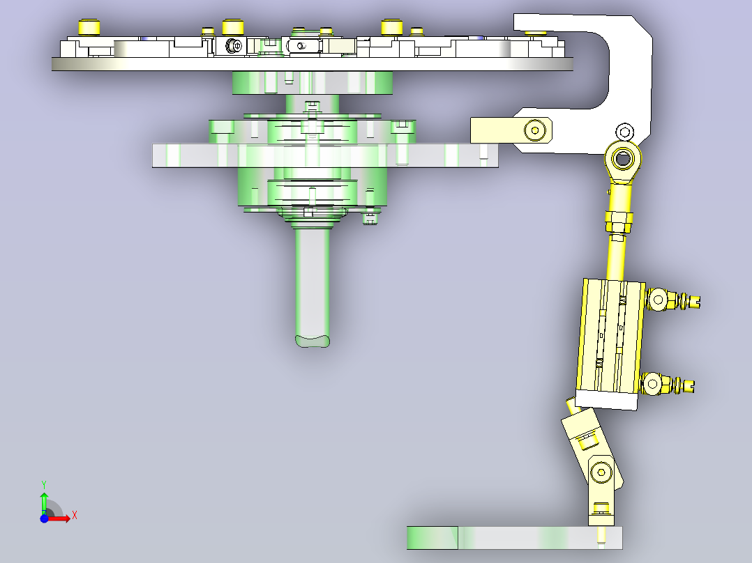 一款工件夹紧机构3D模型前视图