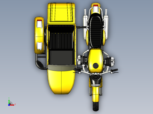 边三轮摩托车CATIA V5 r21模型前视缩略图
