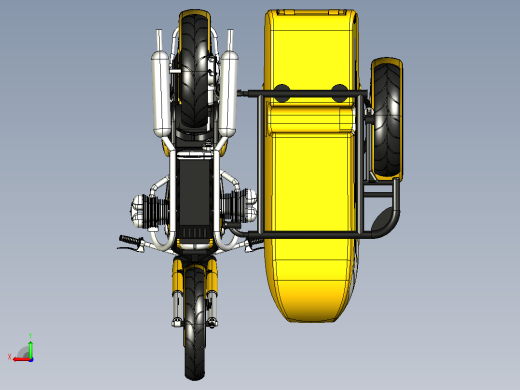 边三轮摩托车CATIA V5 r21模型后视缩略图