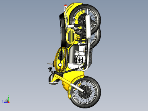 边三轮摩托车CATIA V5 r21模型右视缩略图