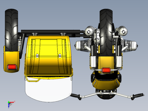 边三轮摩托车CATIA V5 r21模型俯视缩略图