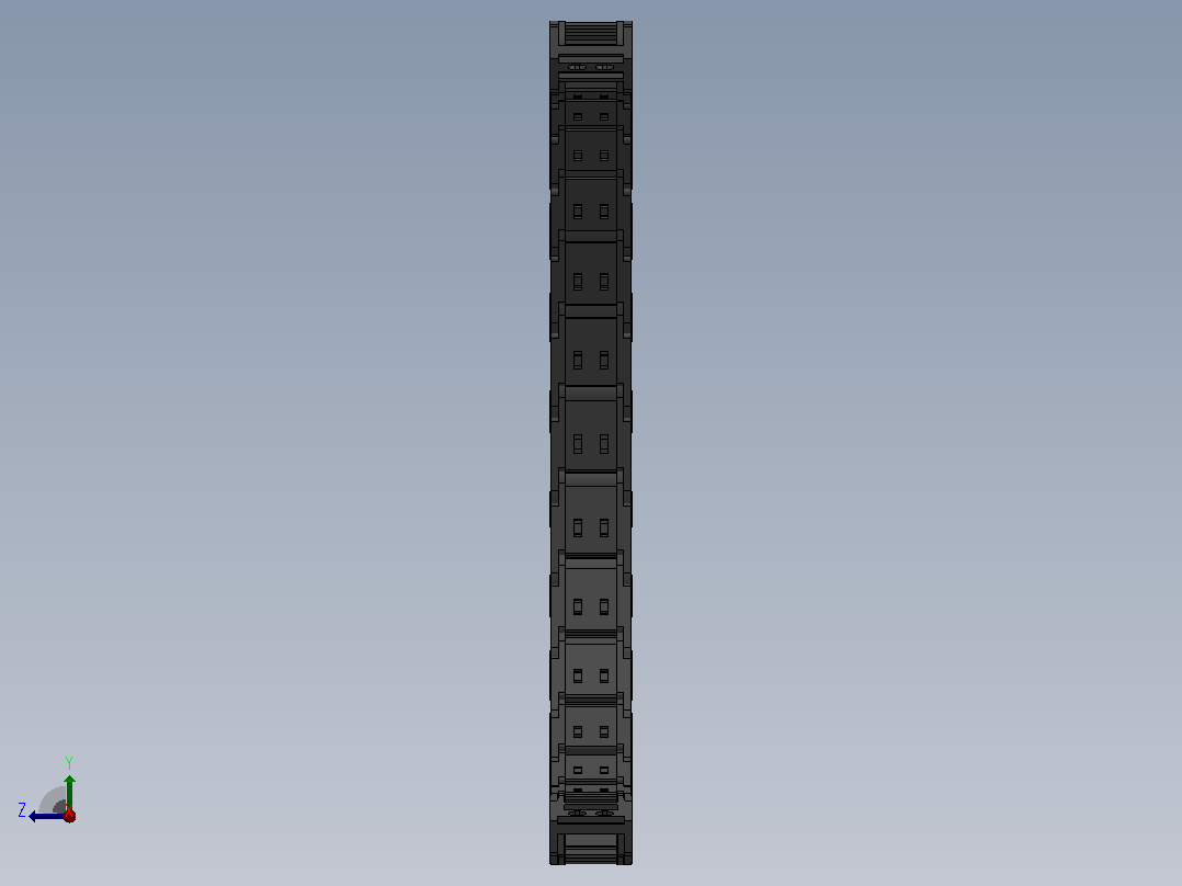弯曲半径190内高25两侧打开型DB封闭式拖链_DMD25CDBA-25-25-190R-30右视图