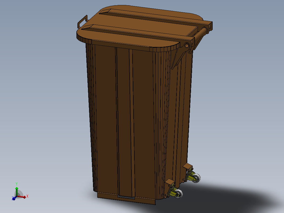 垃圾箱 垃圾处理设备sheet-metal-waste-bin-300l-模型格式为 sw stp x_t主视图