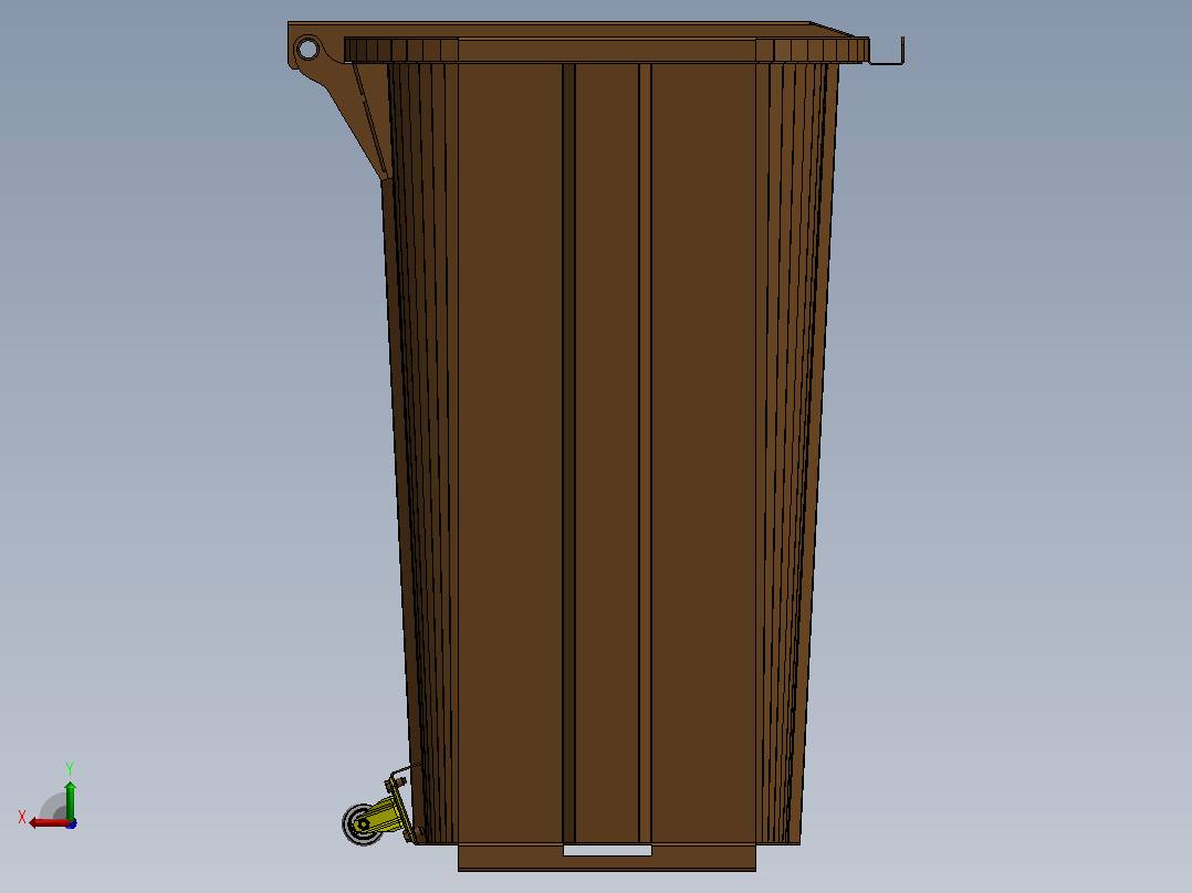 垃圾箱 垃圾处理设备sheet-metal-waste-bin-300l-模型格式为 sw stp x_t后视图