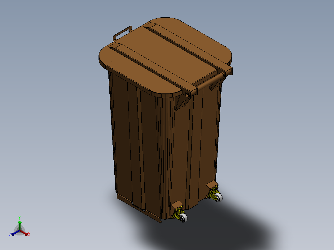 垃圾箱 垃圾处理设备sheet-metal-waste-bin-300l-模型格式为 sw stp x_t正等轴测图