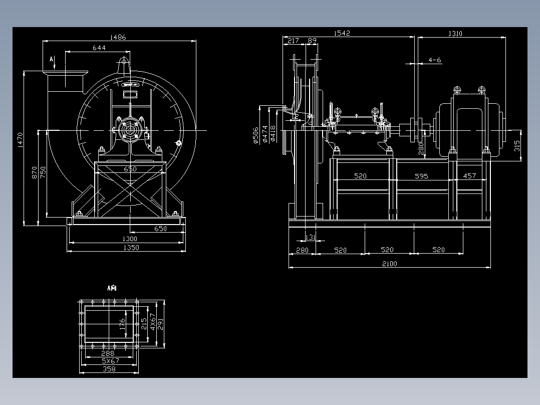 10-19-9造气风机右90总图和预埋基础图