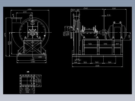 10-19-9造气风机右90总图和预埋基础图