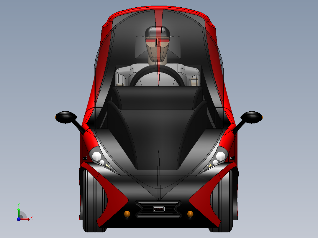 单人概念环保小汽车图纸前视图