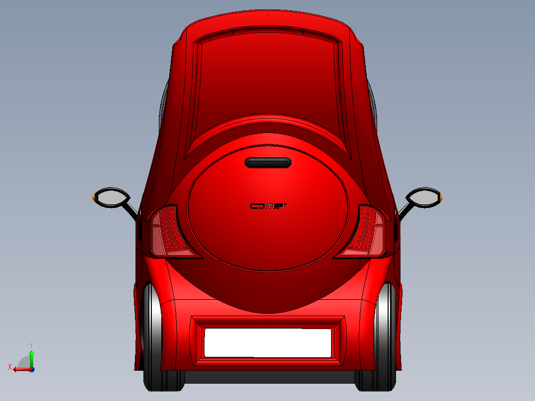 单人概念环保小汽车图纸后视图