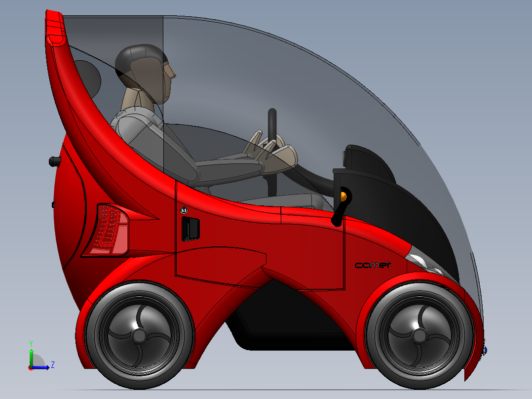 单人概念环保小汽车图纸左视图