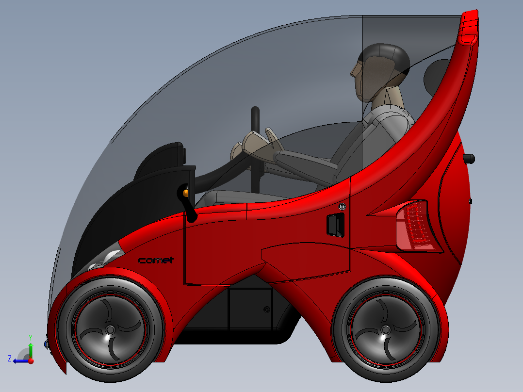 单人概念环保小汽车图纸右视图