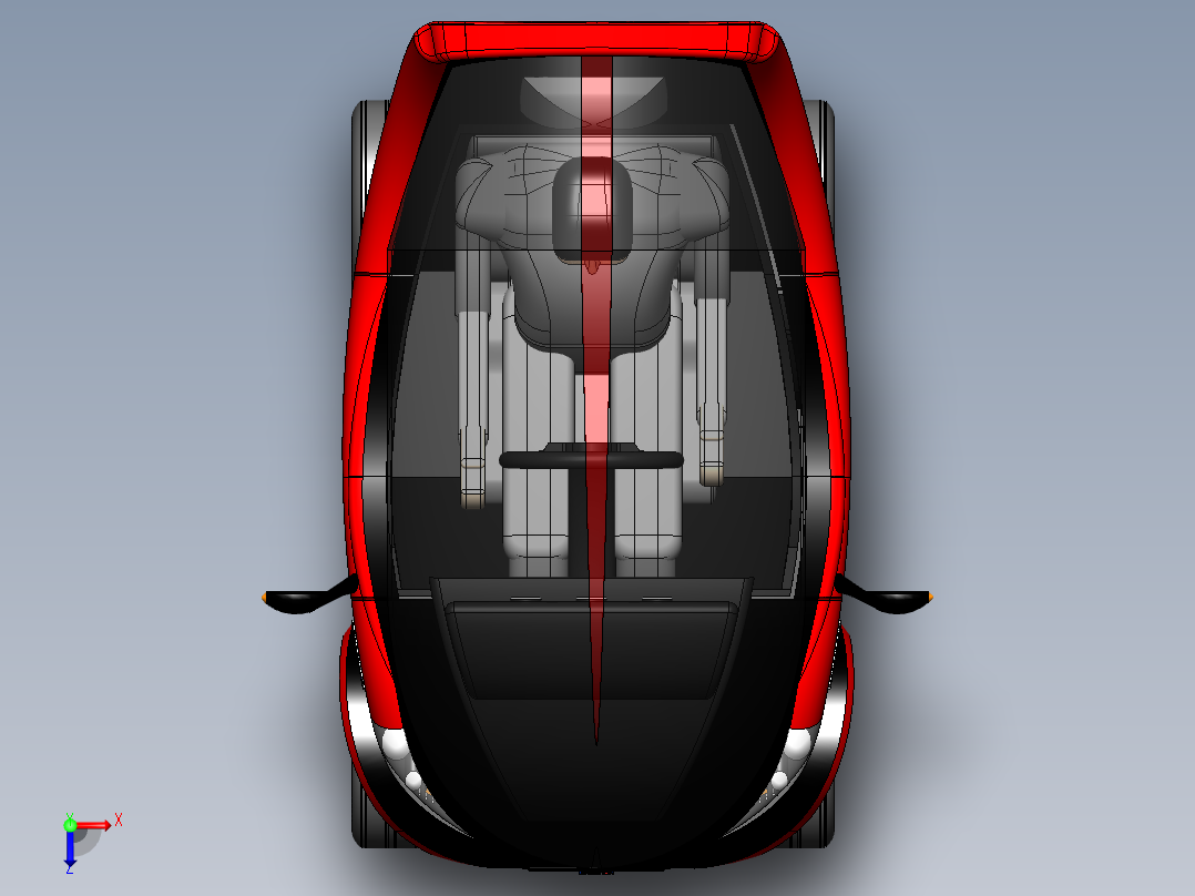 单人概念环保小汽车图纸俯视图