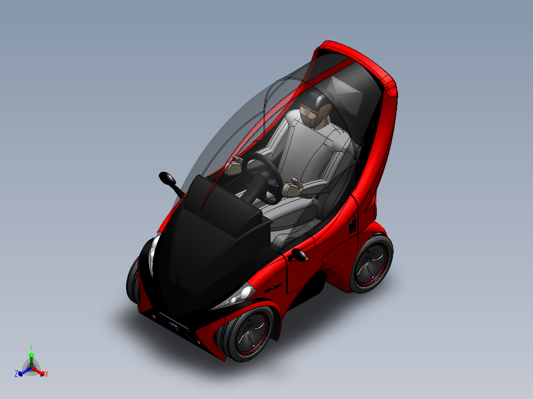 单人概念环保小汽车图纸正等轴测图