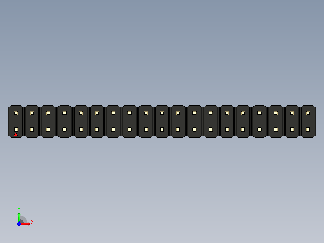 彩色公头100mil（2.54mm）系列-DS1021_black_2x19p_100mil_Type5_rev1.0前视图