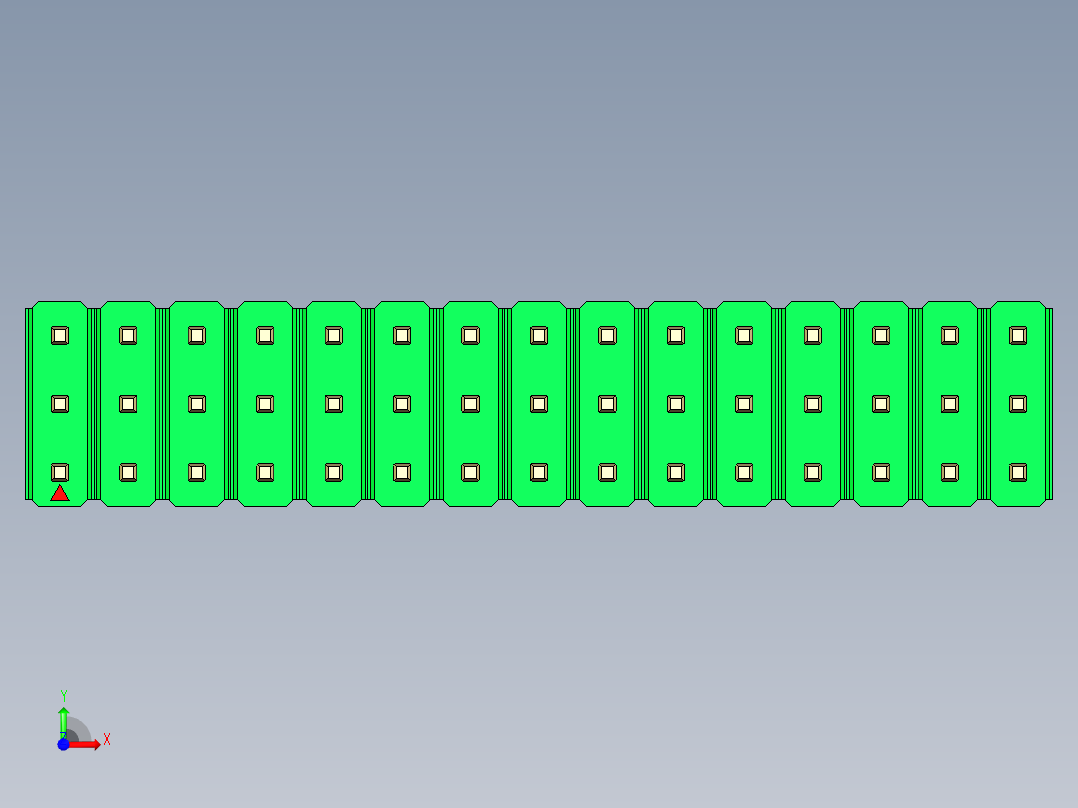彩色公头100mil（2.54mm）系列-DS1021_green_3x15p_100mil_Type1_rev1.0前视图