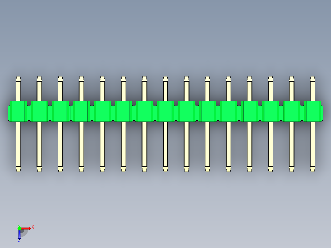 彩色公头100mil（2.54mm）系列-DS1021_green_3x15p_100mil_Type1_rev1.0俯视图