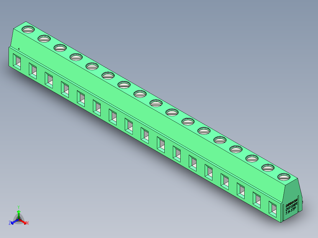 DEGSON DG128 系列 5.07.5mm 接线端子-DG128R-7.5-17P-14-00AH正等轴测图