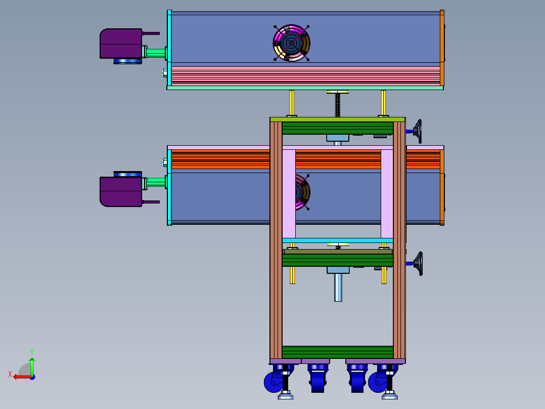 上下激光刀头同轴升降调整装置后视图