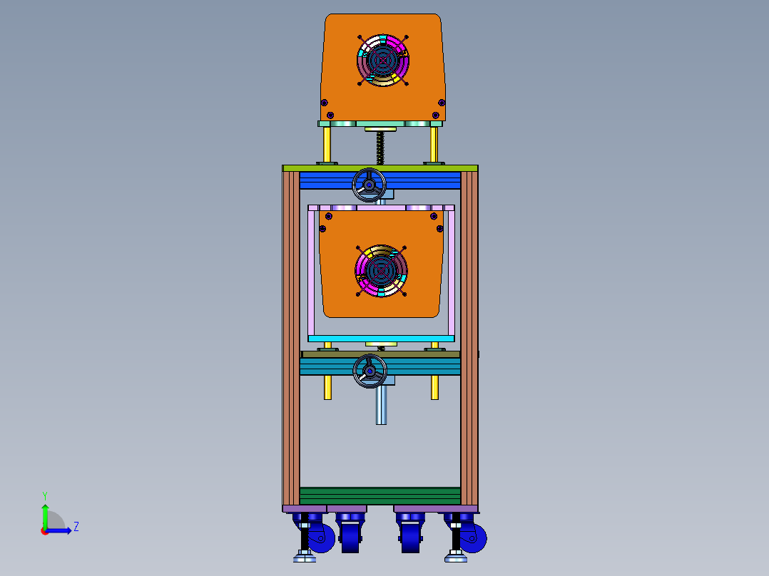 上下激光刀头同轴升降调整装置左视图