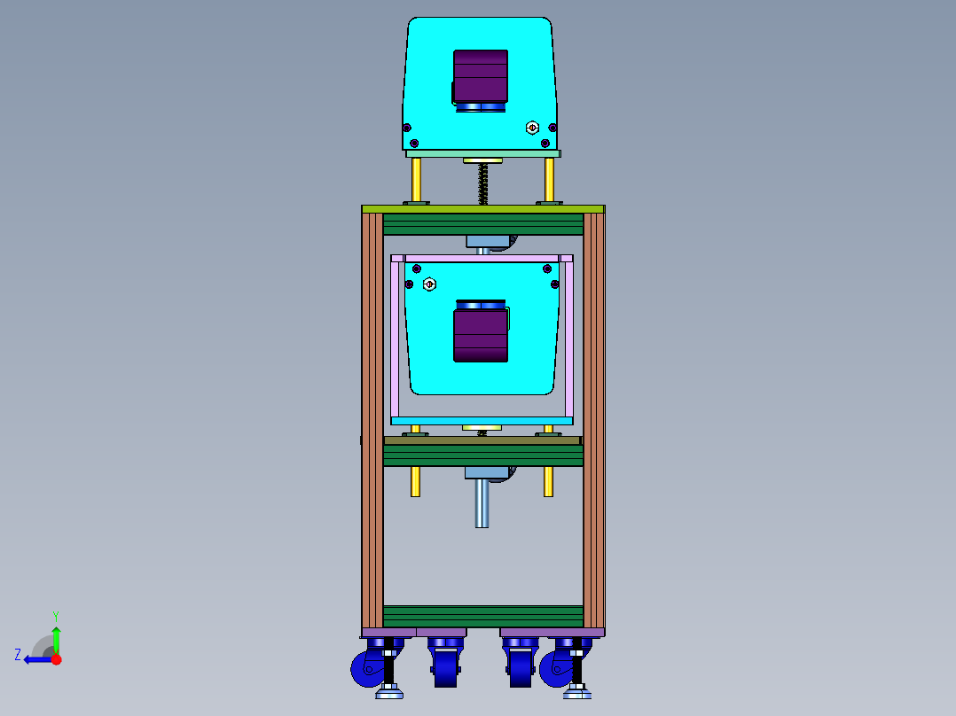 上下激光刀头同轴升降调整装置右视图
