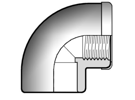 1GIMC 90°肘增强溶剂焊接插座D和BSP螺纹不锈钢加强环母端R缩略图