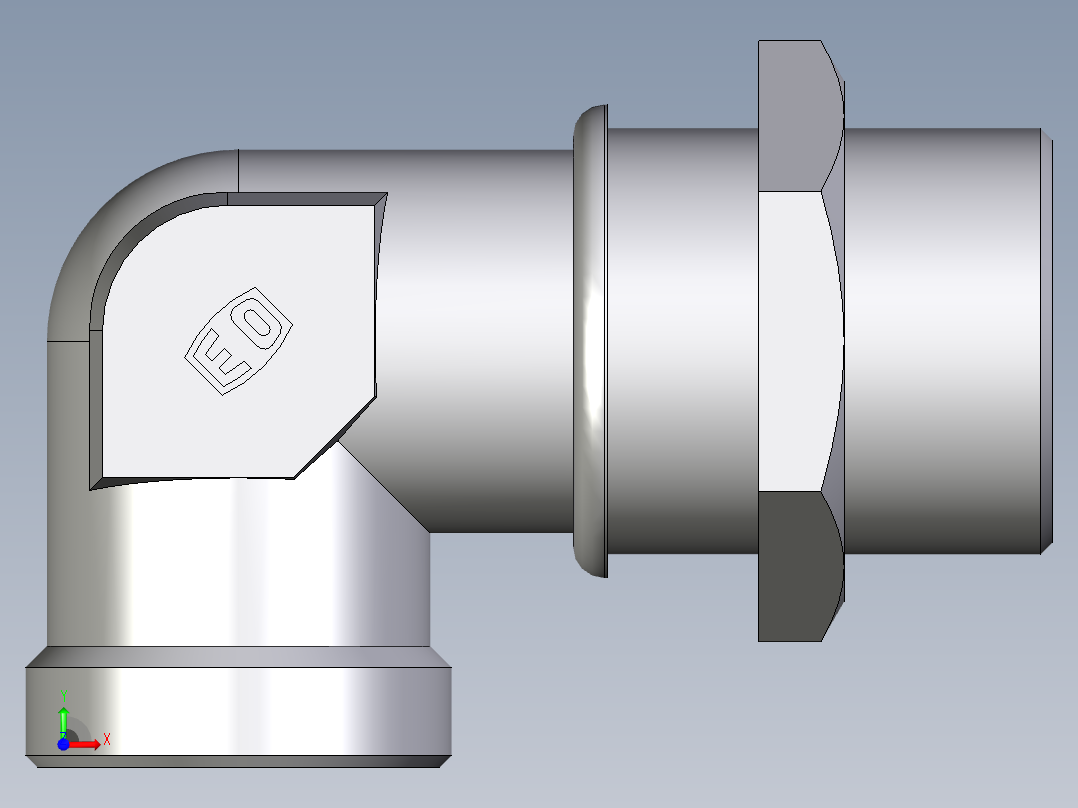 卡套式工业通用硬管接头EO_Bulkhead_elbow_WSV35LOMDCF前视图