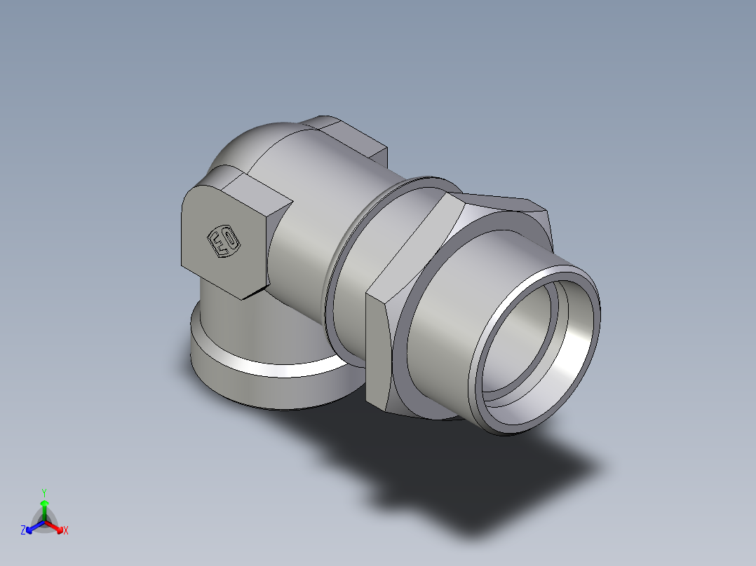 卡套式工业通用硬管接头EO_Bulkhead_elbow_WSV35LOMDCF正等轴测图
