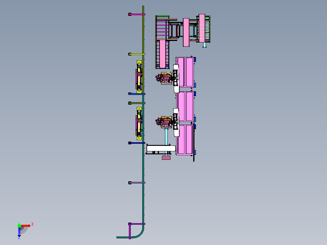 钣金件用的高效稳定型喷粉设备俯视图