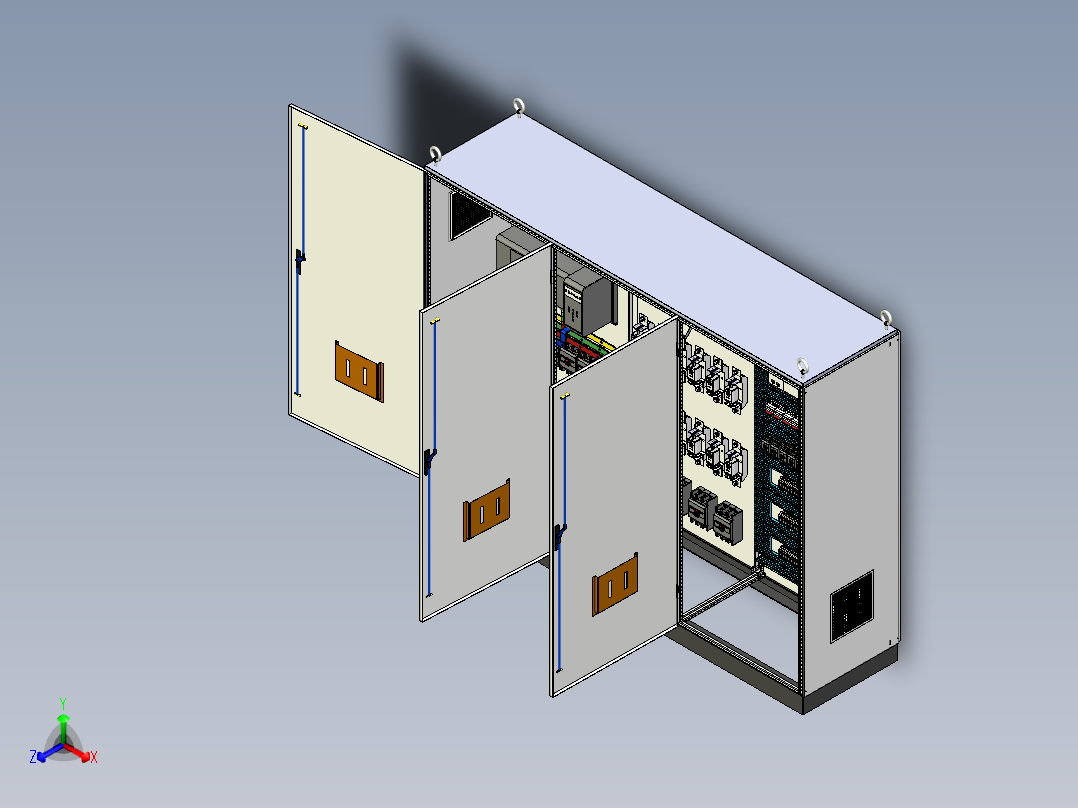 三柜组装双电源刀开关plc控制柜 55477