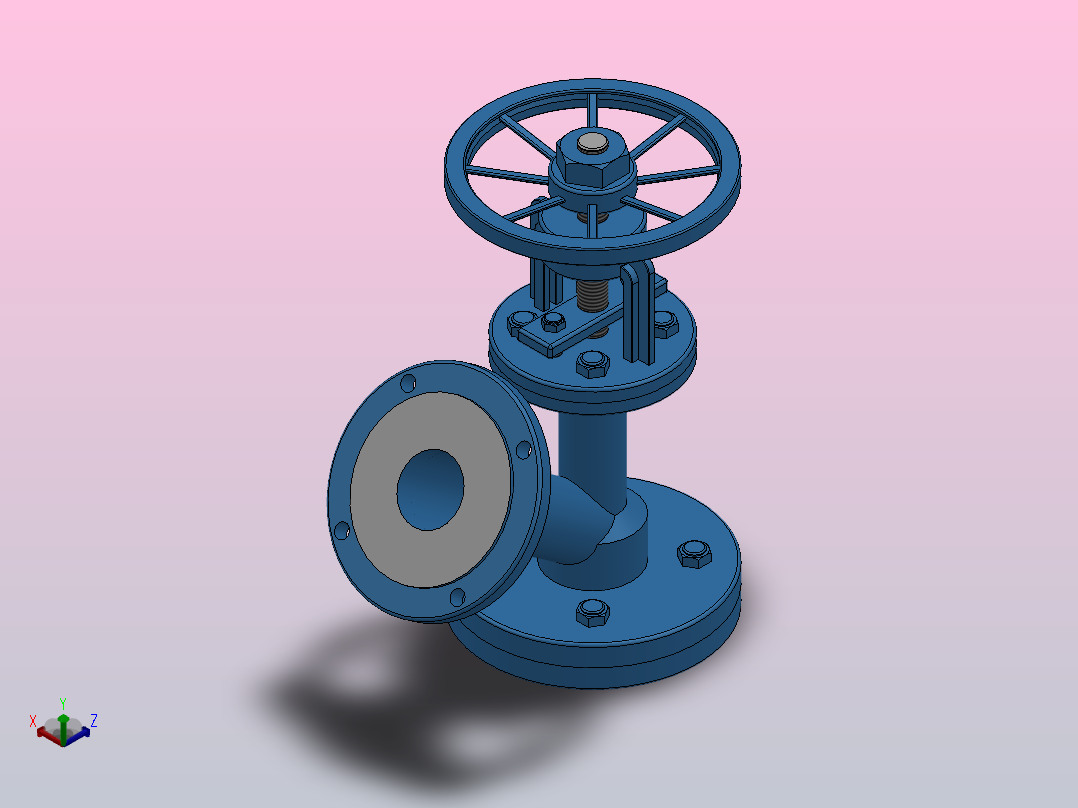 下展式放料阀[下展式放料阀]通径50mm正等轴测图
