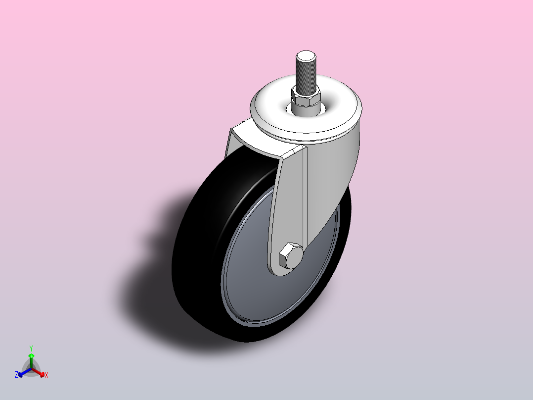 Z09-03-100-401B购物车轮[Z09-03-125-401B]正等轴测图