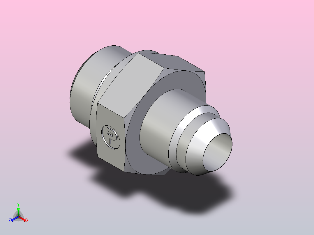 EO硬管接头公螺柱连接器6 6F4OMXS正等轴测图