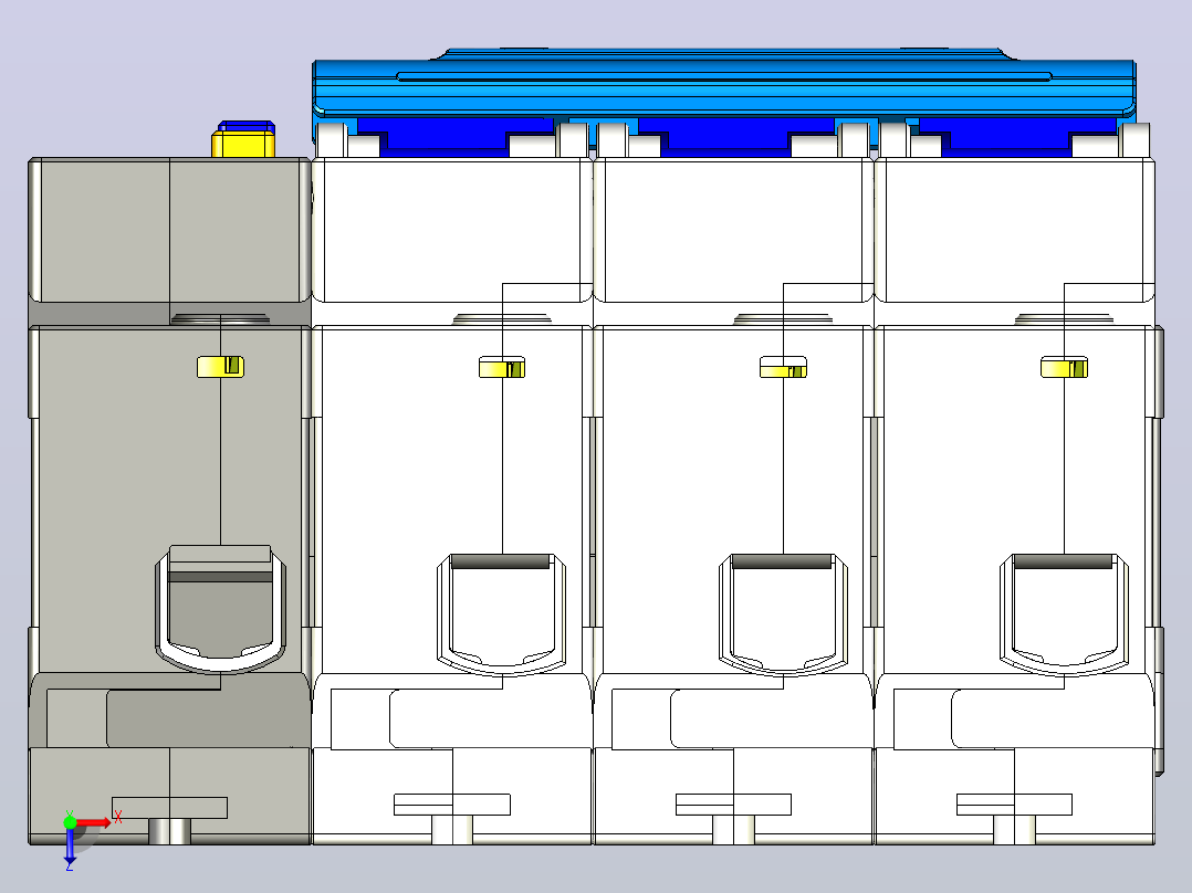 NBPLE-125 3P&amp;N剩余电流动作断路器三维模型202202俯视图