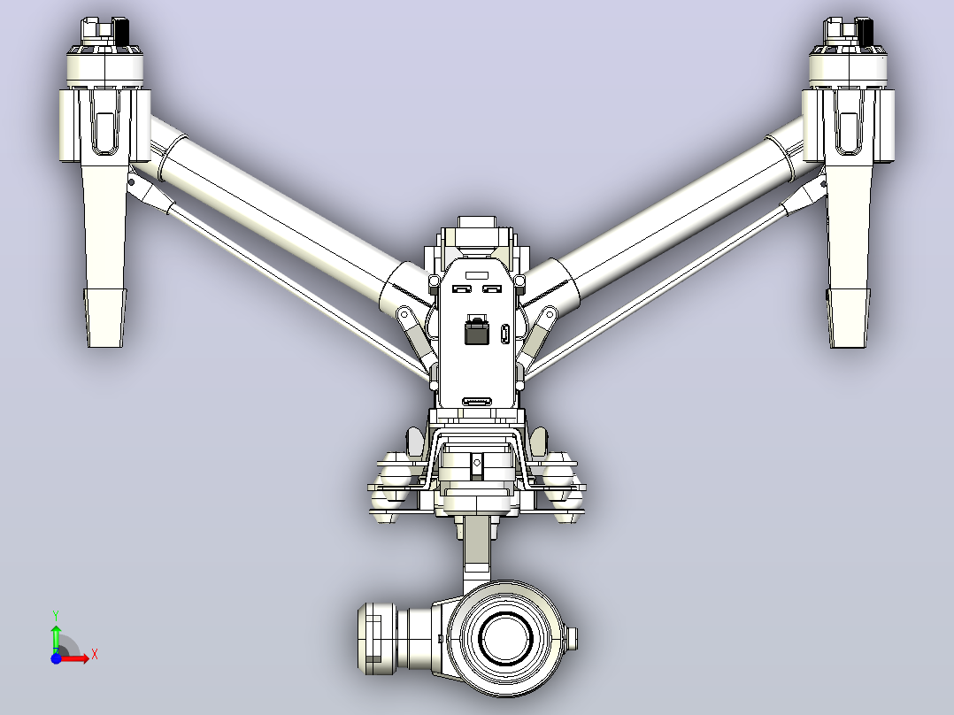 大疆悟 inspire Pro 无人机3D三维设计图纸前视图